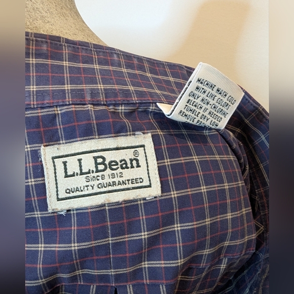 LL Bean Men's Blue Checkered Shirt Mens L Reg, Blue Red Yellow NWOT - Picture 8 of 11